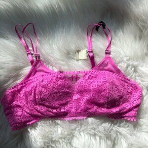 New Aerie Pink Lace Bralette‎ 36B with Adjustable Straps - Elegant & Comfortable